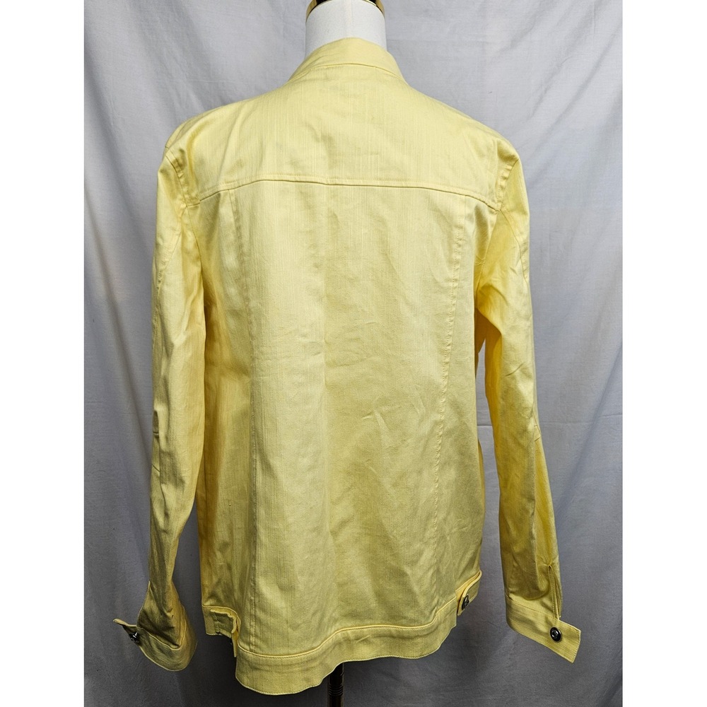 Quaker Factory Yellow Rhinestone Ruffle Denim Jacket M‎ Maximalist Rockabilly - Picture 2 of 8